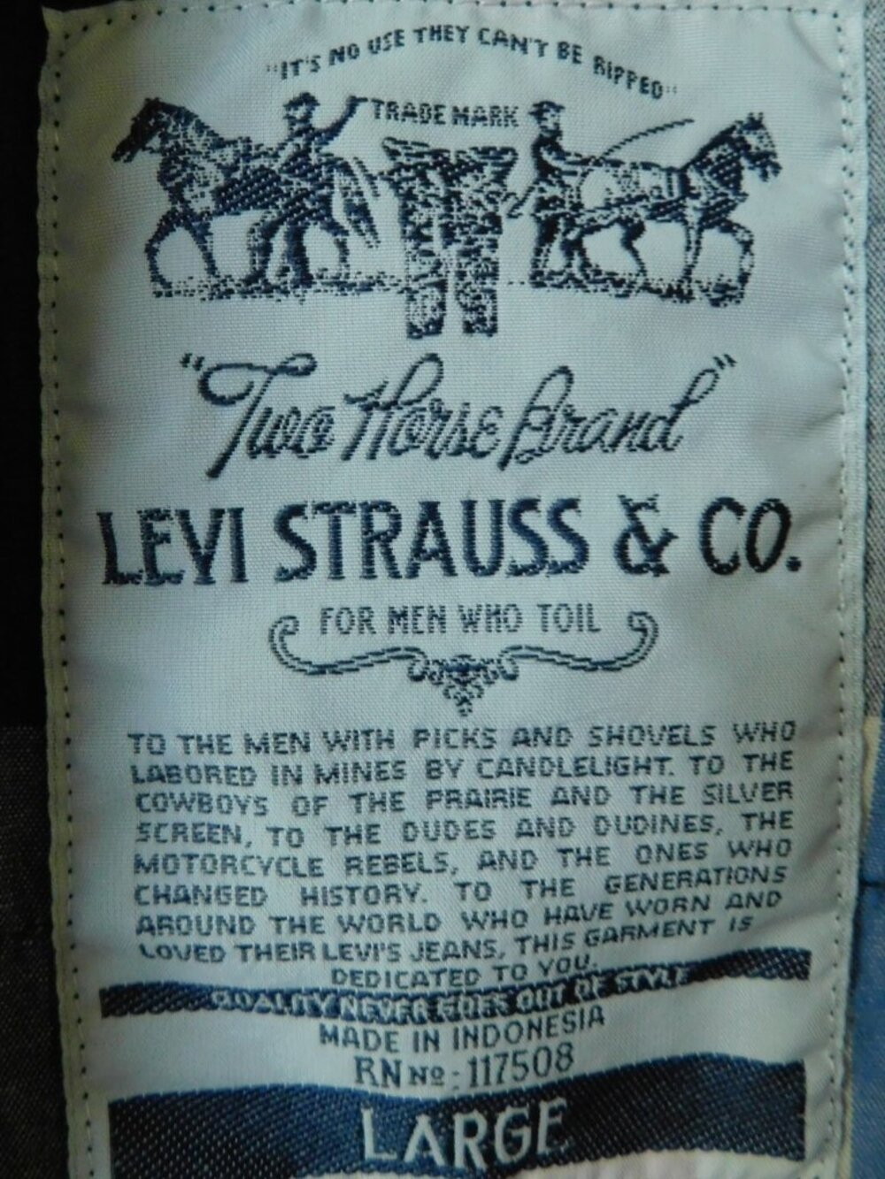LEVI STRAUSS & Co Two Horse Brand Pearl Snap Plaid Western Shirt Mens Size L - Picture 4 of 4